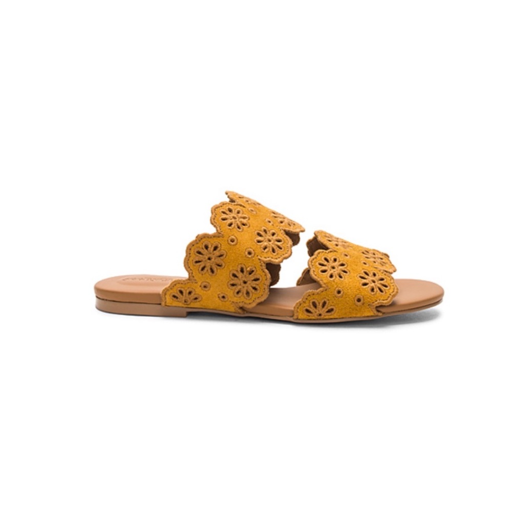 See by Chloe Suede Eyelet Sandal Curry - Dark Orange Yellow